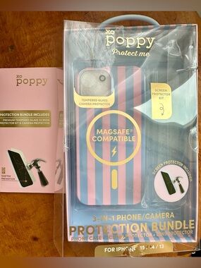 🌻Pink & Purple Striped MagSafe Compatible iPhone Case - Protection Bundle